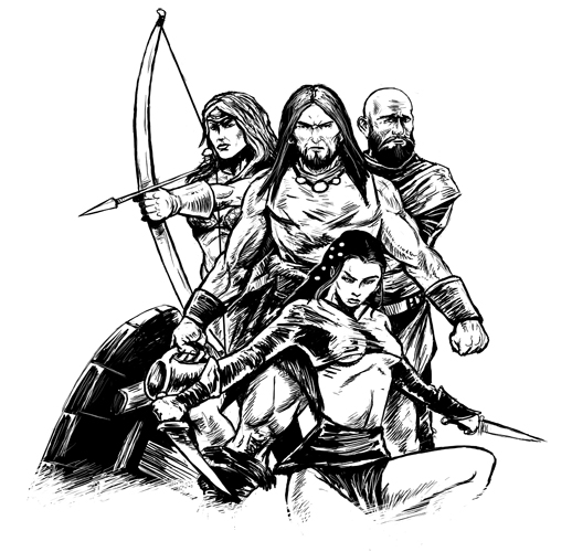 Barbarians of Lemuria, groupe d'aventuriers. E.Roudier